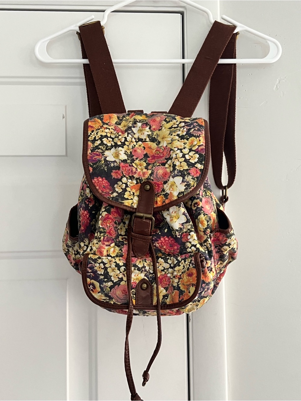 Disney Vintage Floral Canvas Backpack - Black, Yellow, Pink, Orange, Brown